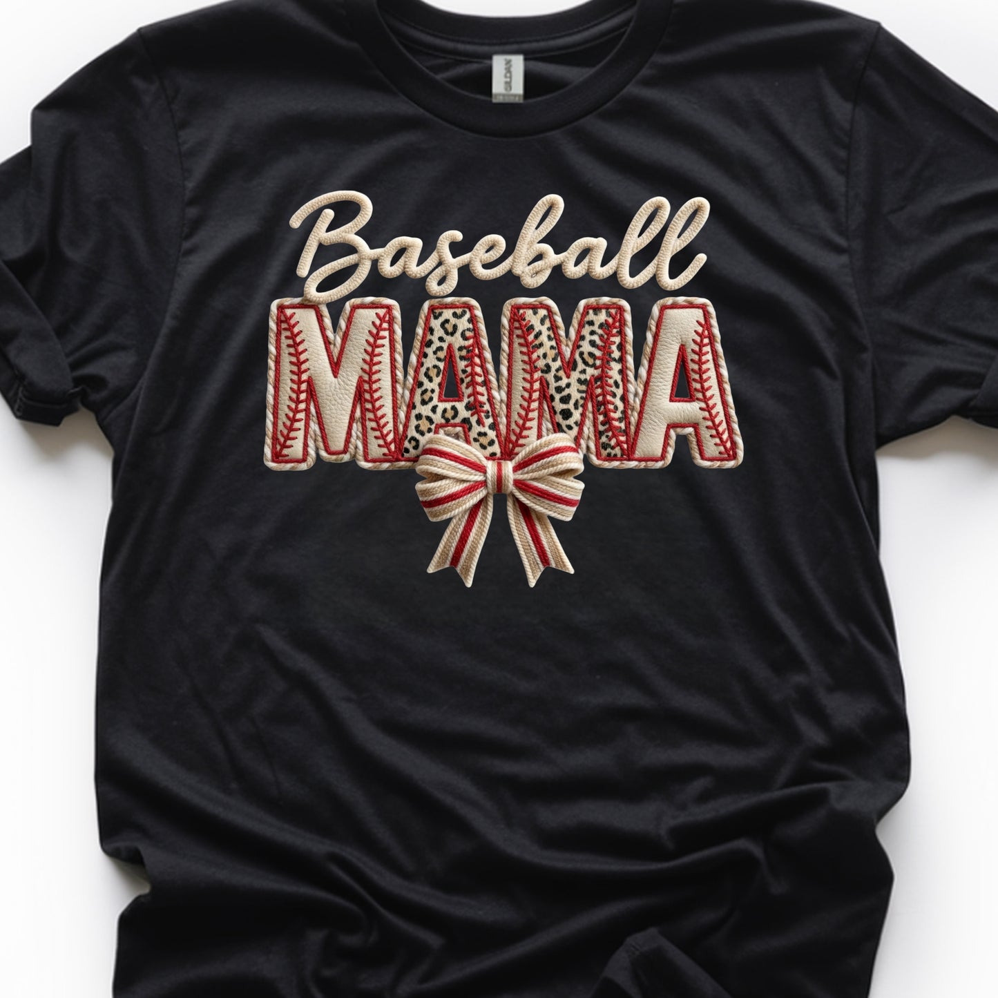 Baseball Mama w/ Bow_Leather Faux