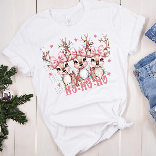 Ho Ho Ho Reindeer Pink Bows
